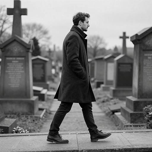 Monochrome Elegance Over Silent Graves