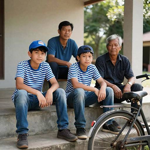 Casual Moments on Concrete Steps