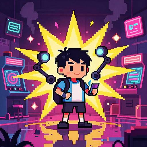 Pixel Anime Circuit Tinkerer Scene