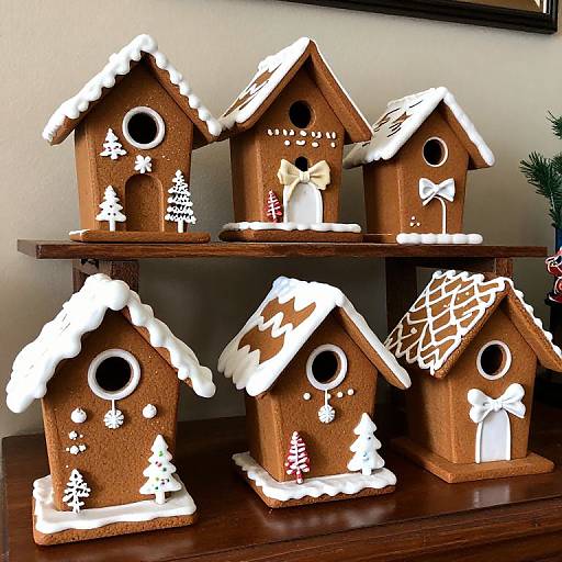 Glittery Faux Gingerbread Birdhouses