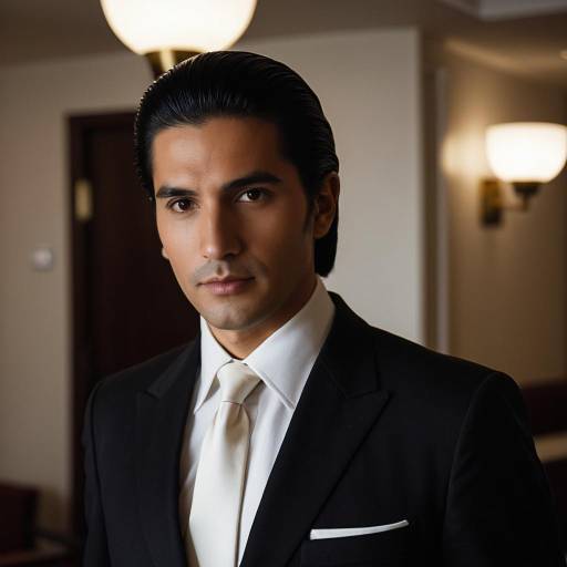 Man in Classic 1970s Dark Suit with White Tie