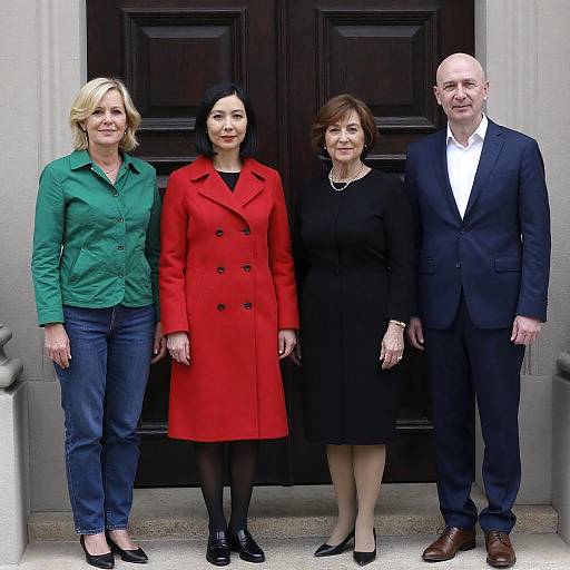 Four People Portrait by Wooden Door