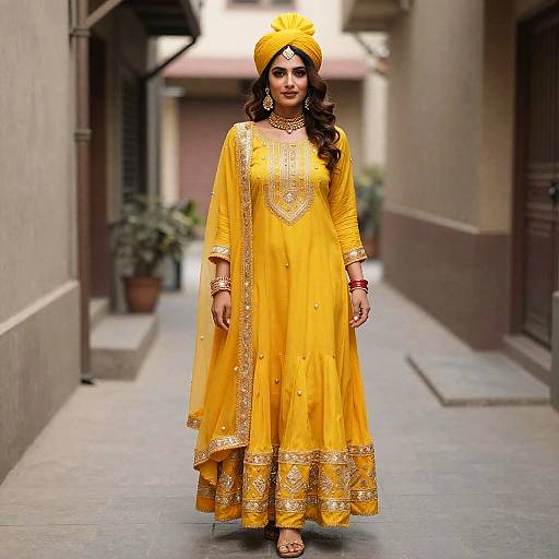 Woman in Yellow Haldi Outfit