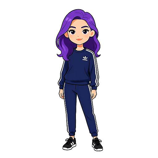 Sporty Woman in Navy Blue Tracksuit