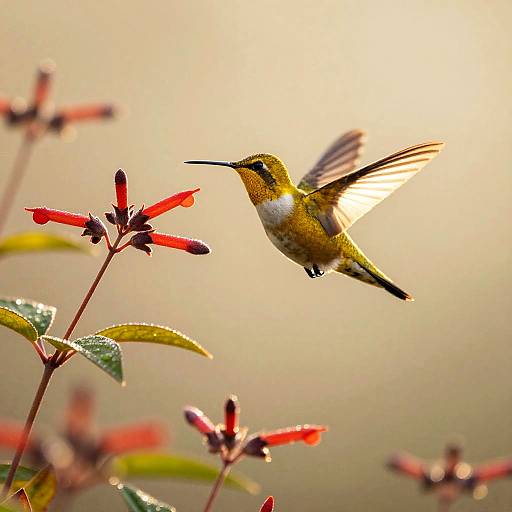 Vibrant Yellow Hummingbird in Sunlight