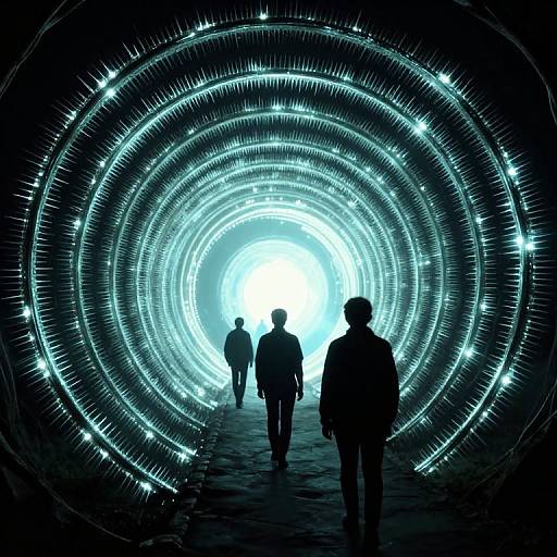 Bioluminescent Tunnel with Silhouettes