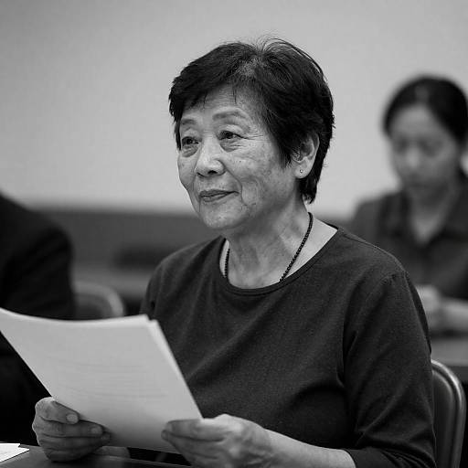 High-Contrast Portrait: Older Woman Smiling