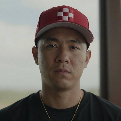 Man in Red Cap with Serious Expression