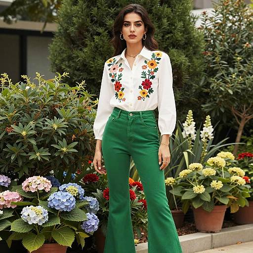 Fashionable Woman Surrounded by Floral Beauty