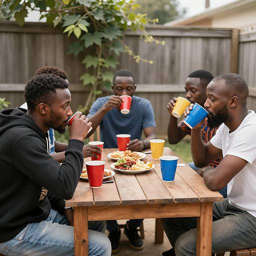 Backyard Gathering of Five Black Men