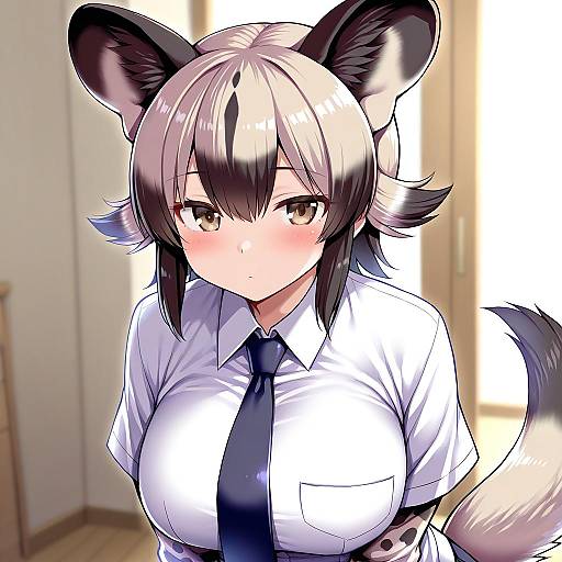 Illustration of African wild dog (kemono friends), kemono friends in the style of Tsukumiya amane