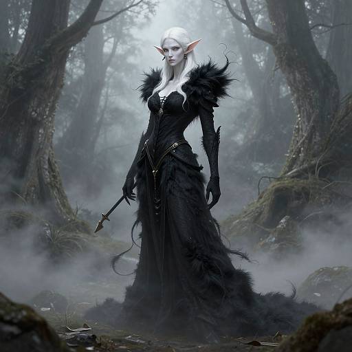 Ancient Fae Magus in Foggy Forest