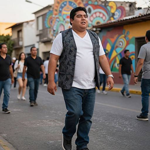 Casual Mexican Man in Urban Sunset