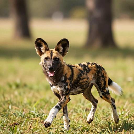 Playful African Wild Dog Pup in Motion