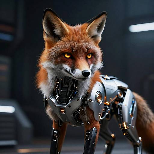 Futuristic Robotic Fox with Realistic Fur