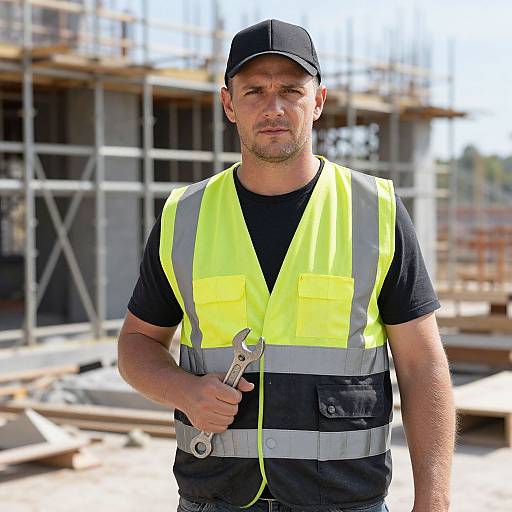 Confident Construction Worker with Wrench