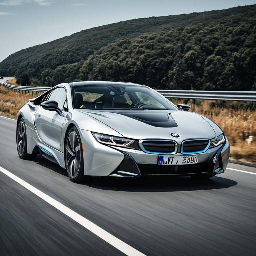 Silver BMW i8 Driving on Highway