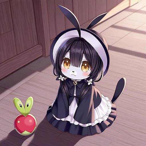 Illustration of Applin, pokemon in the style of Tukino neru