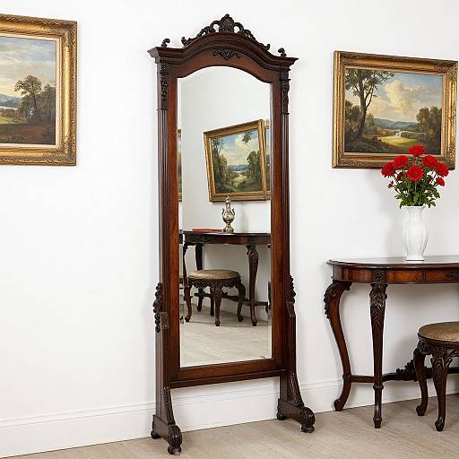 Elegant Victorian Mahogany Cheval Mirror