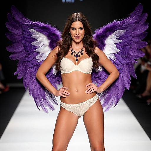 Confident Woman with Vibrant Feathered Wings