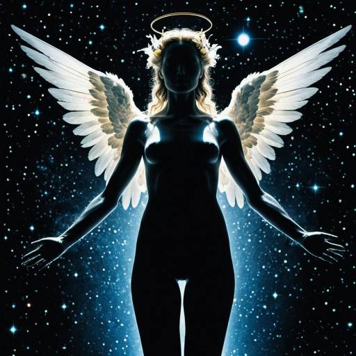 Shadowed Angelic Being with Cosmic Wings