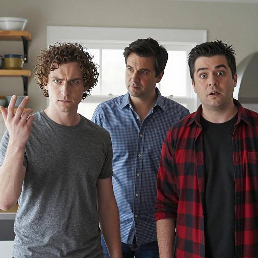 Three Men Engaged in Kitchen Activity