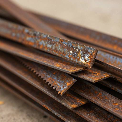 Close-Up of Rusted Metal Strips
