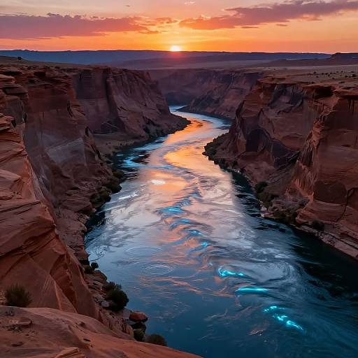 Glowing River in Desert Canyon