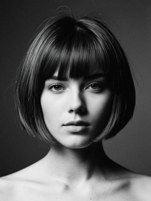 Close-up Portrait of Woman with Short Bob Haircut