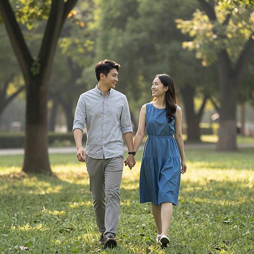 Joyful Stroll in a Sunlit Park