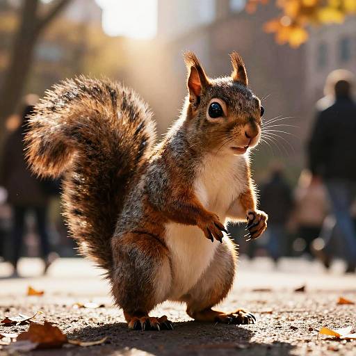 Vigilant Anthropomorphic Squirrel in Autumn