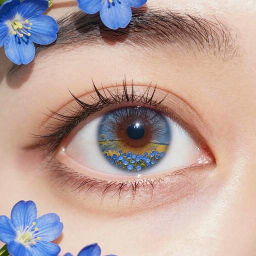 Hyper-Realistic Eye with Sunny Landscape