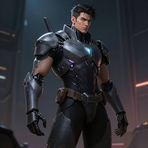 Futuristic Cybernetic Warrior Portrait