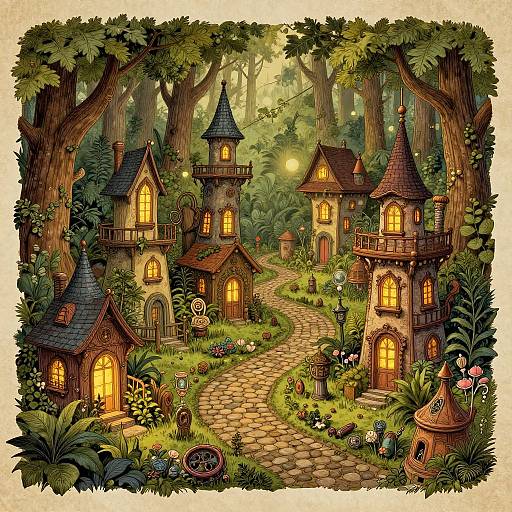 Anton Pieck Medieval Fantasy Garden