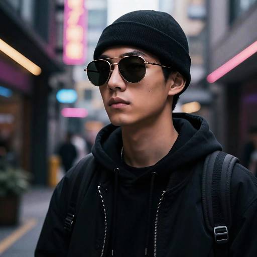 Cyberpunk Streetwear Skateboarder in Sunglasses