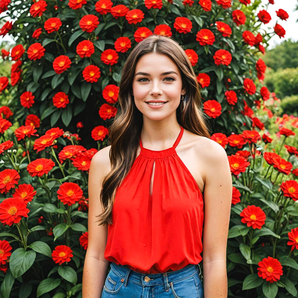 Chic Teen Girl in Flower Paradise