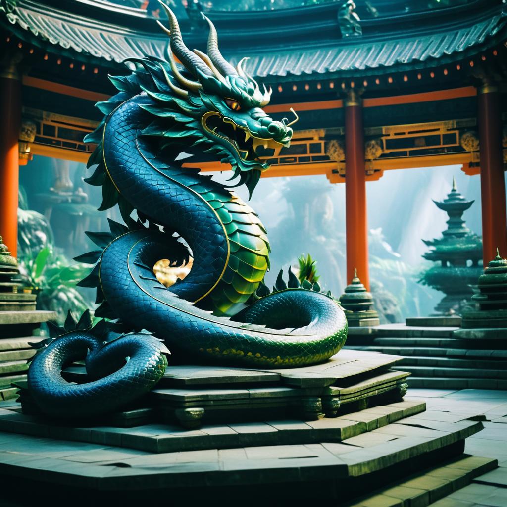 Fierce Dragon Meditating in Cosmic Temple