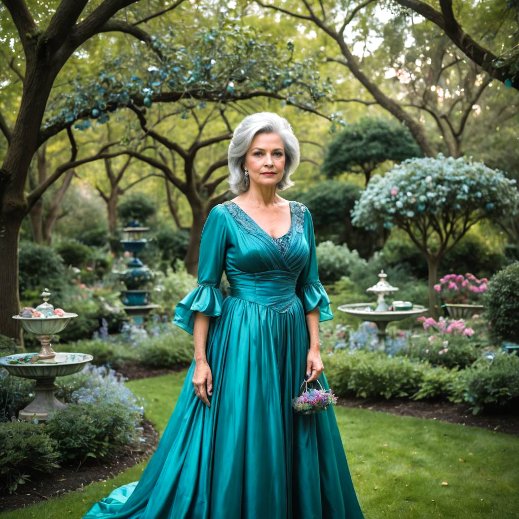 Regal Middle-Aged Woman at Tea Party