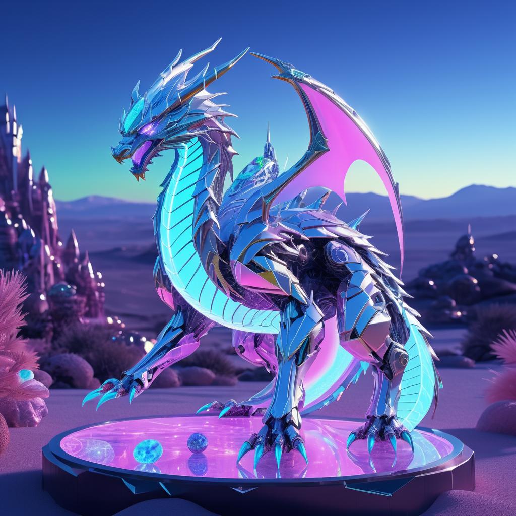 Cybernetic Dragon in Futuristic Landscape