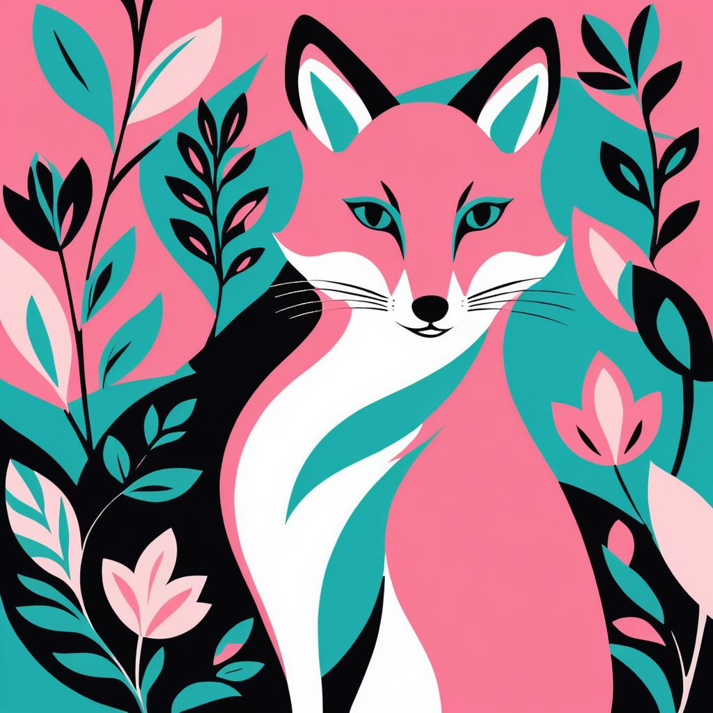 Elegant Fox Illustration in Matisse Style