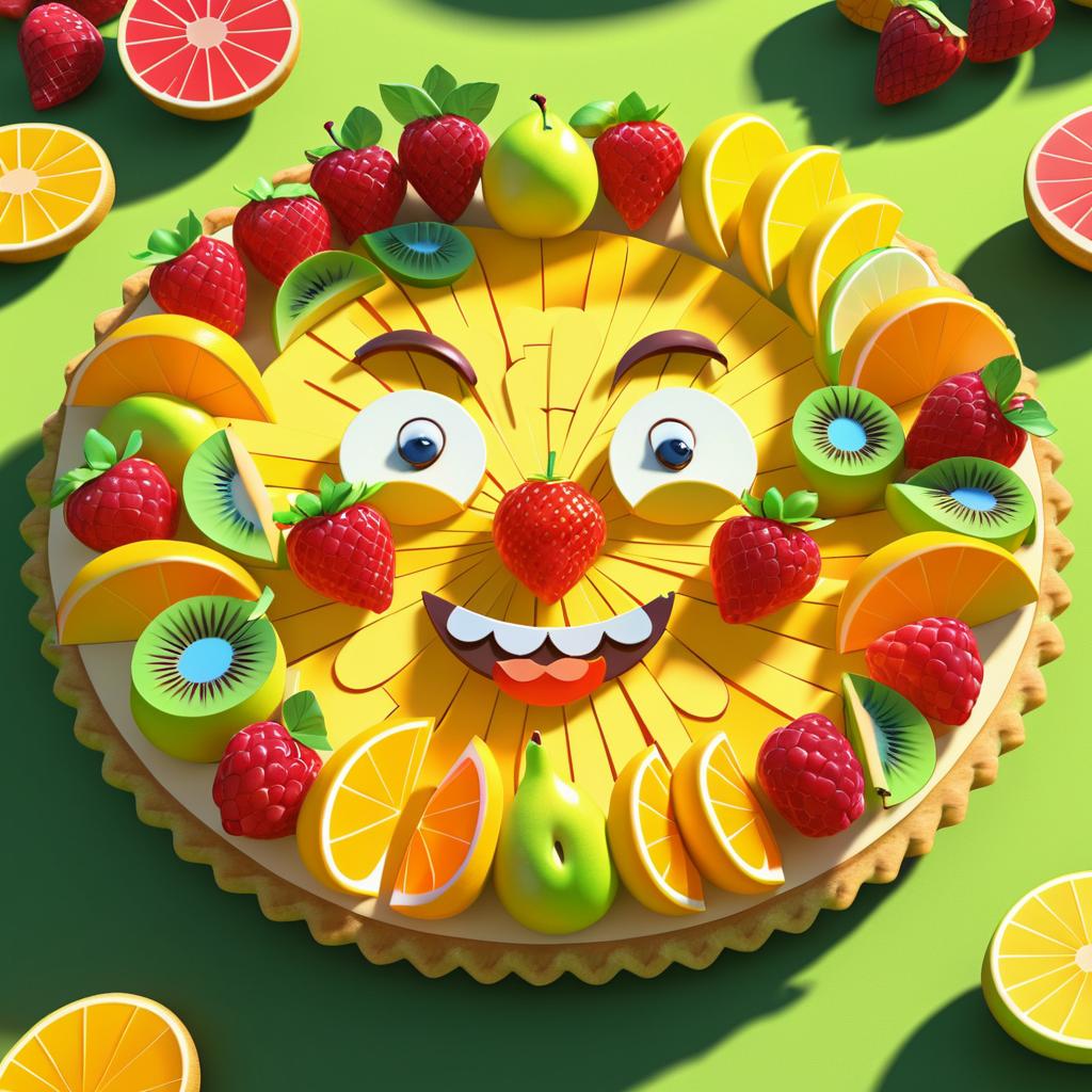 Cheerful 3D Tart with Fruit Arrangement