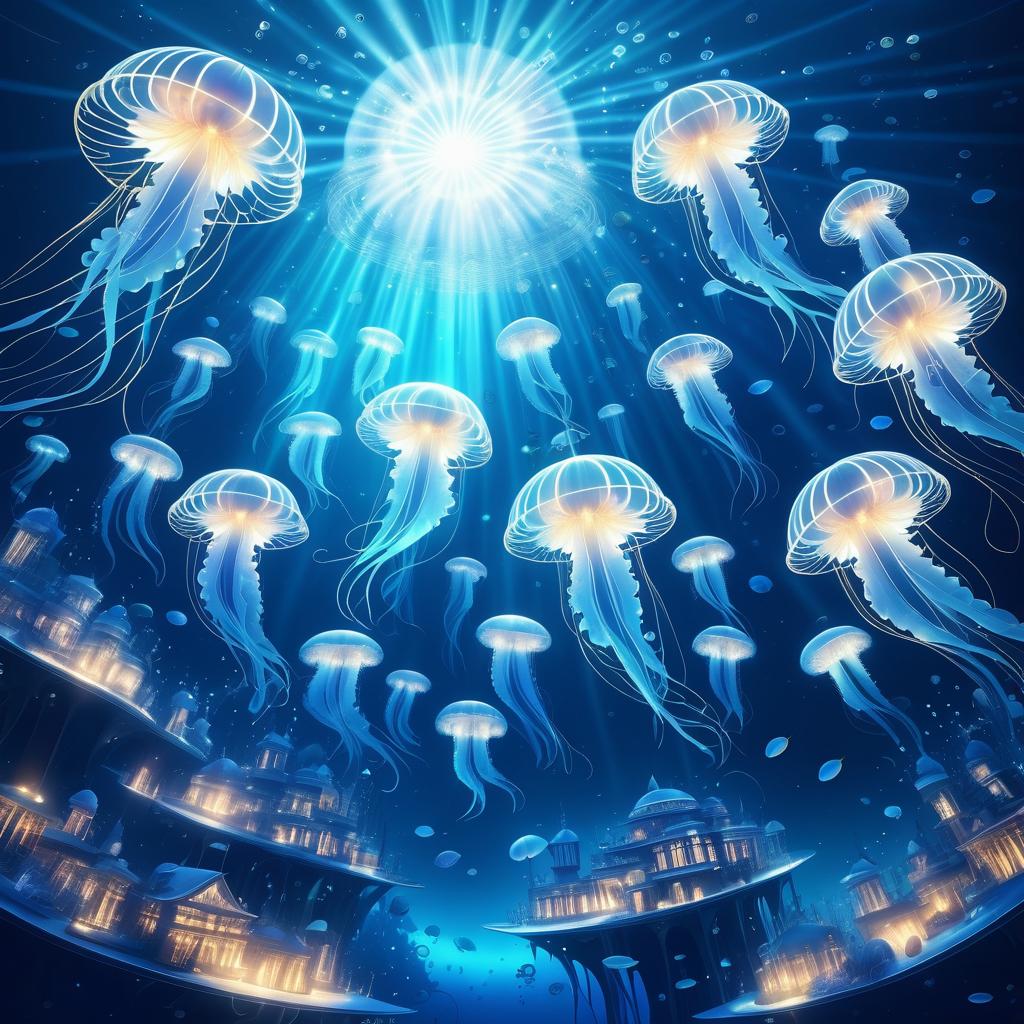 Surreal Jellyfish City Underwater Art