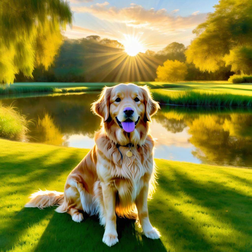 Monet-Inspired Golden Retriever Portrait