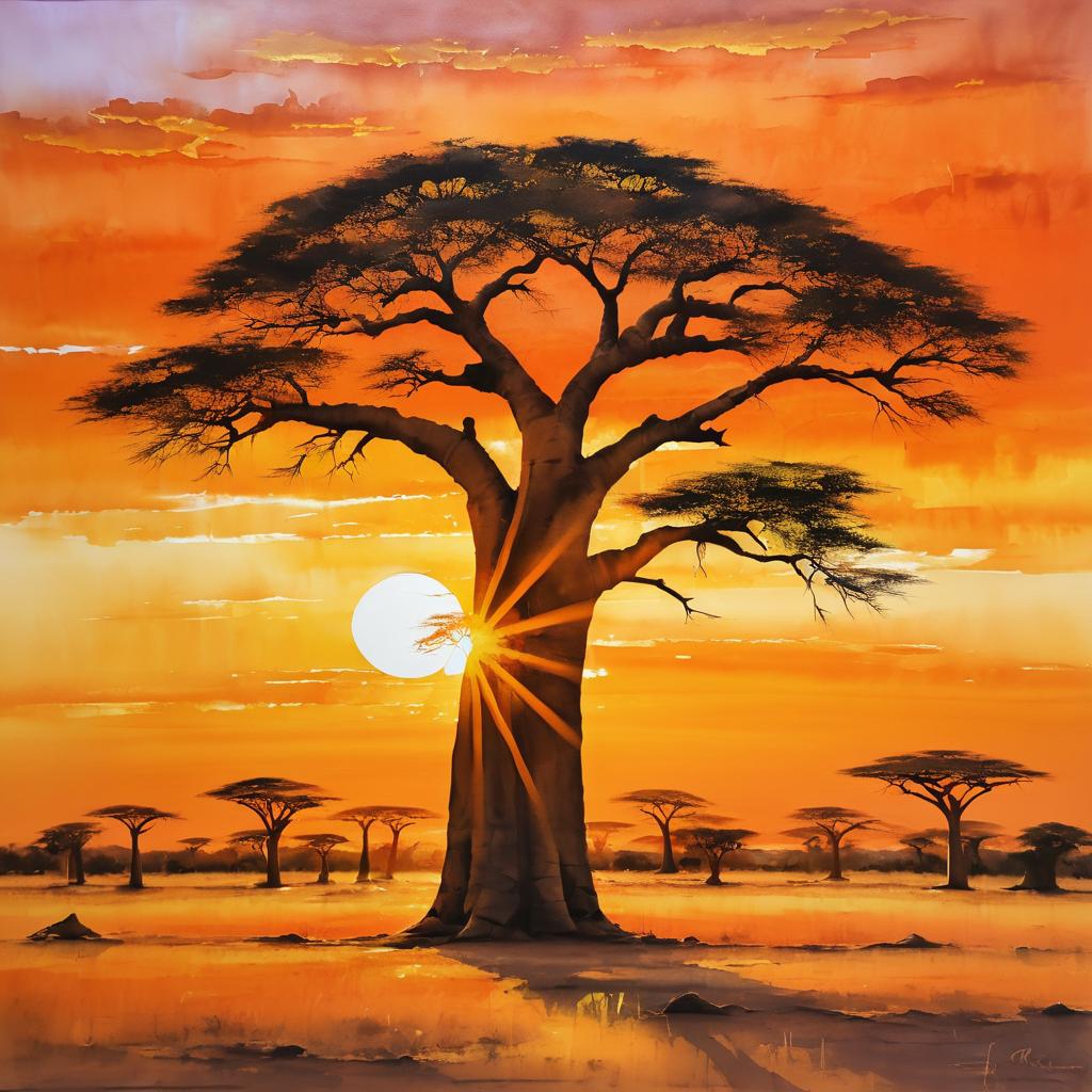 Stunning Baobab Sunset in Africa