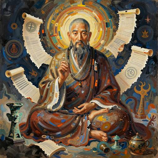 Ancient Sage in Mystical Surroundings