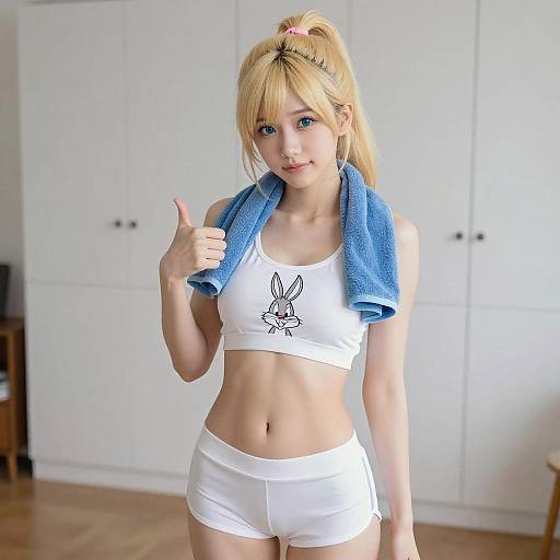 Blonde Anime Girl in Looney Tunes Outfit