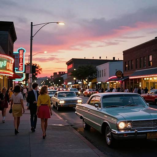 1968 Vibrant City Street Scene