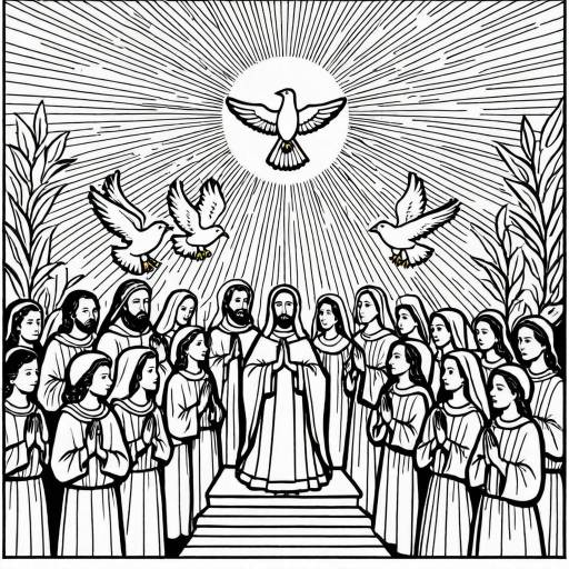 Simple Pentecost Coloring Book Scene