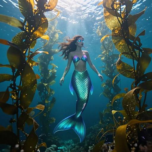 Impressionistic Cybernetic Mermaid Scene