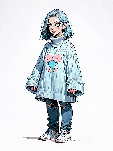 Casual Comfort: Realistic Comic Girl